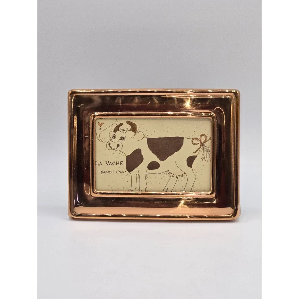 Copper Tone Picture Frame La Vache French Cow Whimsical Farmhouse Decor